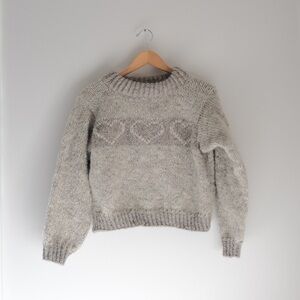 Cozy Gray Heart Crewneck Sweater
